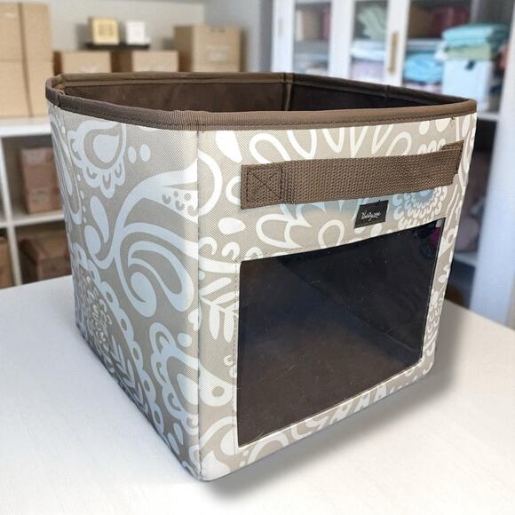 Thirty One Your Way Mini Cube Taupe Playful Parade Clear Front Storage Organize - Picture 1 of 12